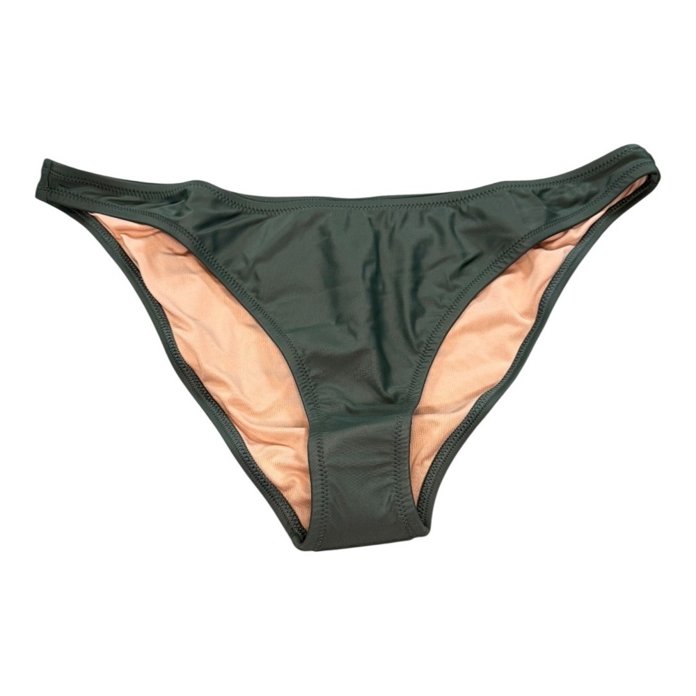 J. Crew‎ Bikini Bottom Olive Green Recycled Fabric Swimsuit Large